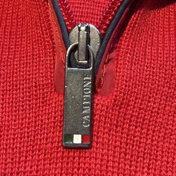 Claudio Campione Men’s red sweater ¼ Zip Yachting Pullover taping logo embroirdy - Picture 10 of 14